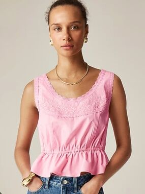 J. Crew Flutter-Hem Tank in Cotton Poplin